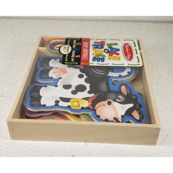 Melissa and Doug Lace and Trace Farm Animals Wooden Panel & Laces - Ages 3+ NEW - Picture 5 of 14